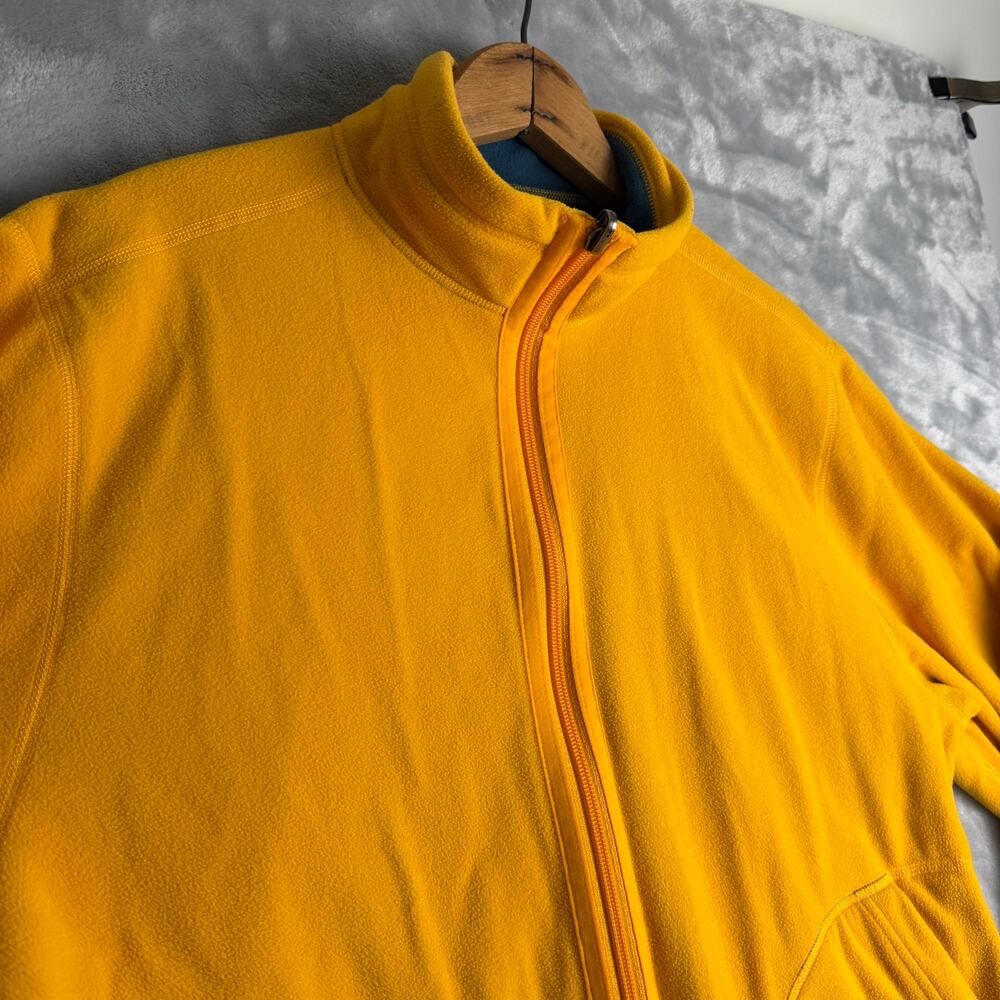 L.L. BEAN Yellow Blue Full Zip Reversible Fleece Jacket Womens Size M Reg.